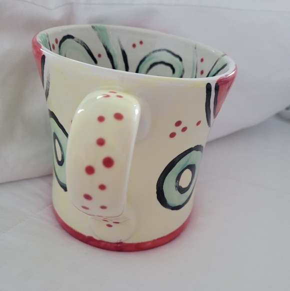 Handmade Vintage Art Pottery MUG Abstract Retro Atomic Pattern - Picture 5 of 8